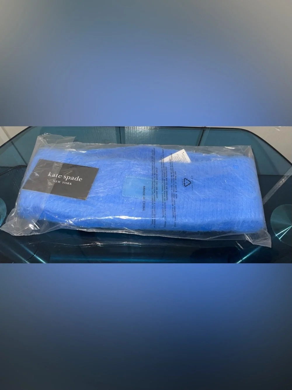 Kate Spade ♠️ Headband in Solid Blue Fuzzy Colorblock Winter Classic Preppy NWT